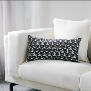 Ikea Gerdie Black and White Cat Print Pillow Decorative Lumbar Accent